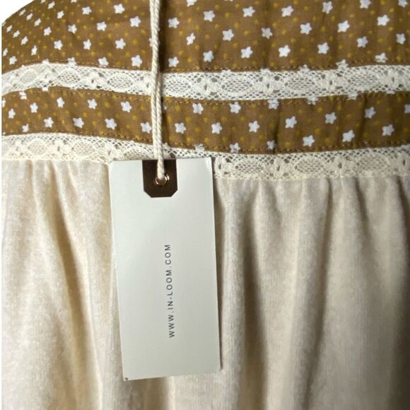 In Loom Wm’s Sz Med Ivory Soft Knit Contrast Handkerchief Henley Shirt Top - Picture 5 of 8